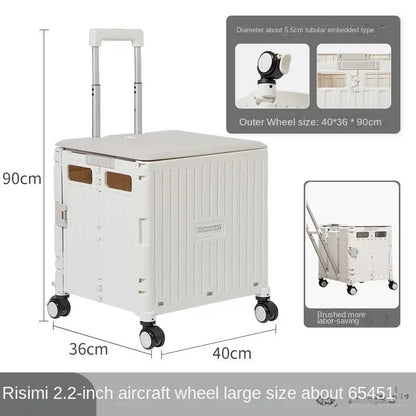 Eason Pull Rod Folding Shopping Cart Korea Household Adjustable Trailer Multi-function Universal Wheel Travel Storage Trolley