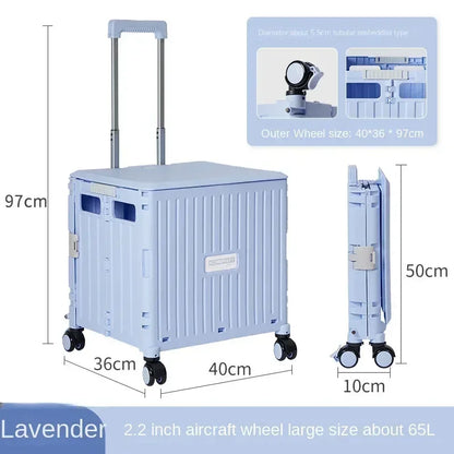 Eason Pull Rod Folding Shopping Cart Korea Household Adjustable Trailer Multi-function Universal Wheel Travel Storage Trolley