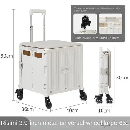 Eason Pull Rod Folding Shopping Cart Korea Household Adjustable Trailer Multi-function Universal Wheel Travel Storage Trolley