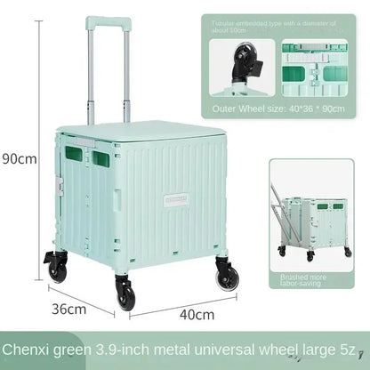 Eason Pull Rod Folding Shopping Cart Korea Household Adjustable Trailer Multi-function Universal Wheel Travel Storage Trolley