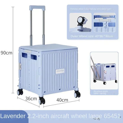 Eason Pull Rod Folding Shopping Cart Korea Household Adjustable Trailer Multi-function Universal Wheel Travel Storage Trolley