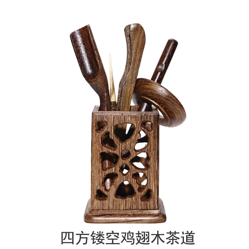 Ebony Bamboo Tea Ceremony Six Gentlemen Ceramic Kung Fu Tea Set Tea Ceremony Tea Clamp Tea Holder Tea Spoon Packaged Combination