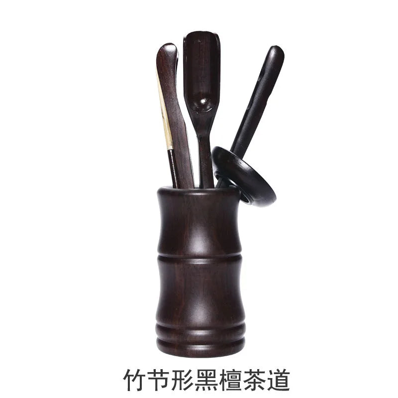 Ebony Bamboo Tea Ceremony Six Gentlemen Ceramic Kung Fu Tea Set Tea Ceremony Tea Clamp Tea Holder Tea Spoon Packaged Combination