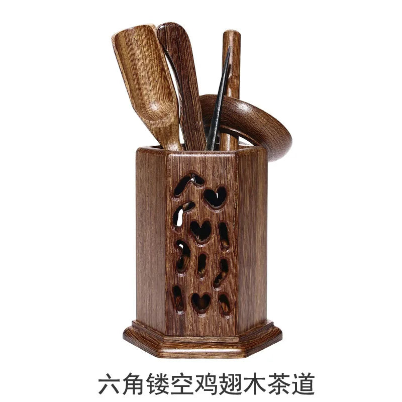 Ebony Bamboo Tea Ceremony Six Gentlemen Ceramic Kung Fu Tea Set Tea Ceremony Tea Clamp Tea Holder Tea Spoon Packaged Combination