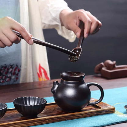 Ebony Bamboo Tea Ceremony Six Gentlemen Ceramic Kung Fu Tea Set Tea Ceremony Tea Clamp Tea Holder Tea Spoon Packaged Combination