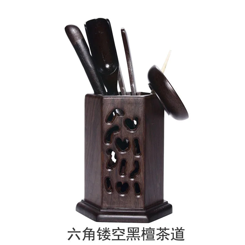 Ebony Bamboo Tea Ceremony Six Gentlemen Ceramic Kung Fu Tea Set Tea Ceremony Tea Clamp Tea Holder Tea Spoon Packaged Combination
