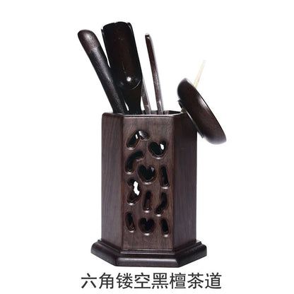 Ebony Bamboo Tea Ceremony Six Gentlemen Ceramic Kung Fu Tea Set Tea Ceremony Tea Clamp Tea Holder Tea Spoon Packaged Combination