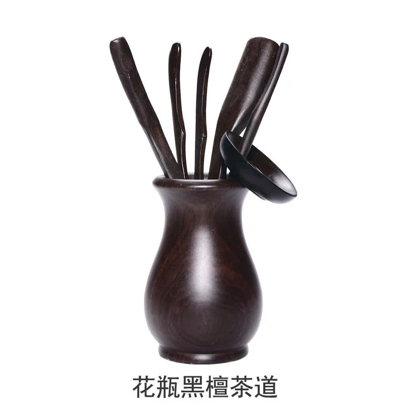 Ebony Bamboo Tea Ceremony Six Gentlemen Ceramic Kung Fu Tea Set Tea Ceremony Tea Clamp Tea Holder Tea Spoon Packaged Combination