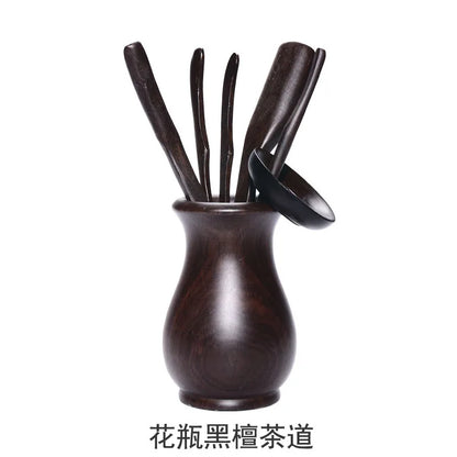 Ebony Bamboo Tea Ceremony Six Gentlemen Ceramic Kung Fu Tea Set Tea Ceremony Tea Clamp Tea Holder Tea Spoon Packaged Combination
