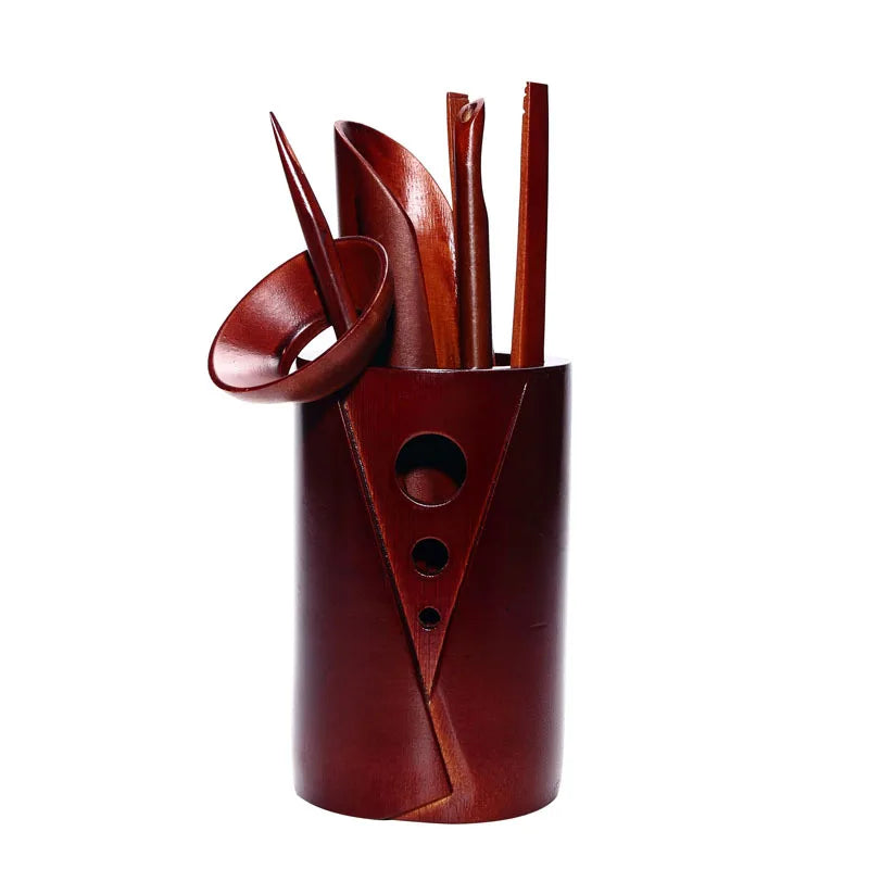 Ebony Bamboo Tea Ceremony Six Gentlemen Ceramic Kung Fu Tea Set Tea Ceremony Tea Clamp Tea Holder Tea Spoon Packaged Combination