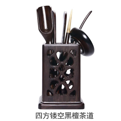 Ebony Bamboo Tea Ceremony Six Gentlemen Ceramic Kung Fu Tea Set Tea Ceremony Tea Clamp Tea Holder Tea Spoon Packaged Combination