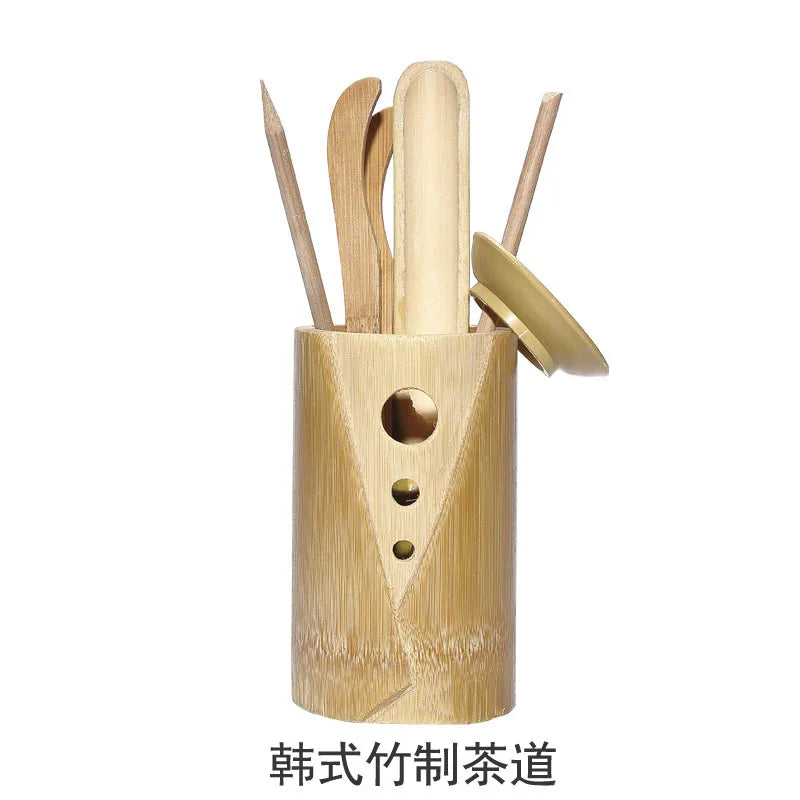 Ebony Bamboo Tea Ceremony Six Gentlemen Ceramic Kung Fu Tea Set Tea Ceremony Tea Clamp Tea Holder Tea Spoon Packaged Combination