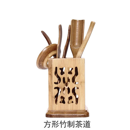 Ebony Bamboo Tea Ceremony Six Gentlemen Ceramic Kung Fu Tea Set Tea Ceremony Tea Clamp Tea Holder Tea Spoon Packaged Combination