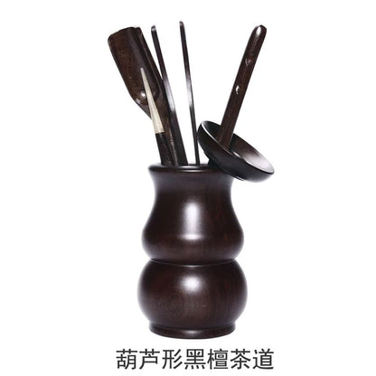 Ebony Bamboo Tea Ceremony Six Gentlemen Ceramic Kung Fu Tea Set Tea Ceremony Tea Clamp Tea Holder Tea Spoon Packaged Combination