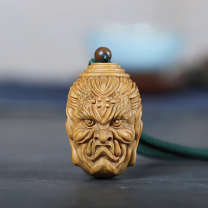 Ebony Guaiacum Wood 6cm Buddha and Demon Sculpture Pendant Wood Carving Statue Feng Shui Car Hanging Home Decor
