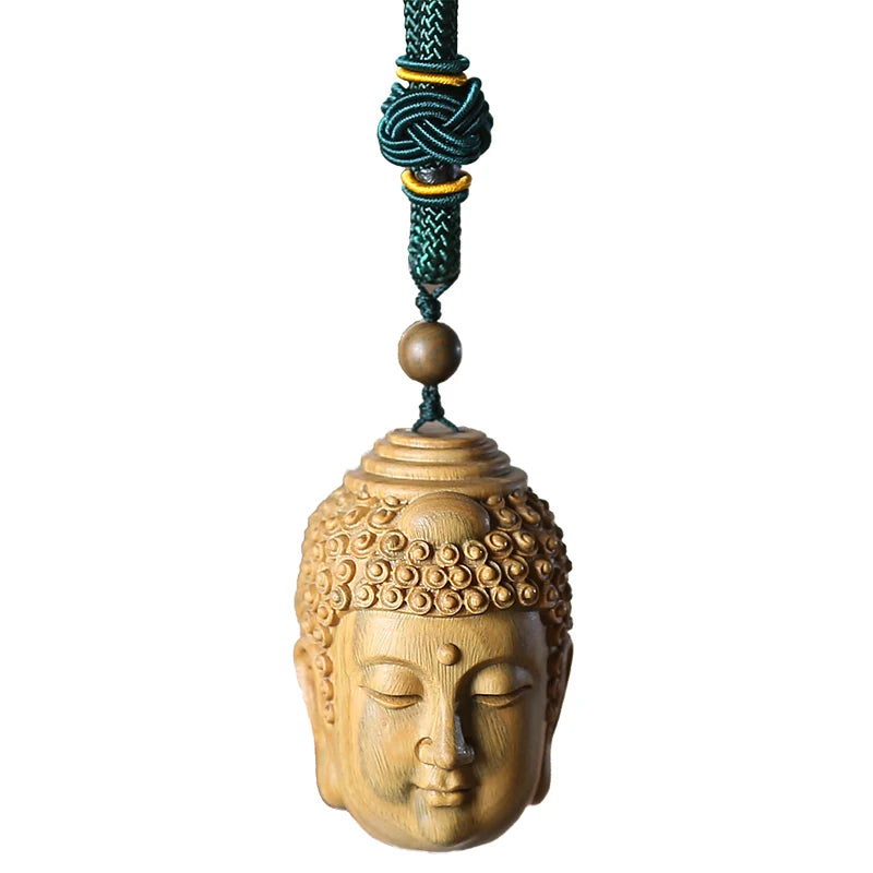 Ebony Guaiacum Wood 6cm Buddha and Demon Sculpture Pendant Wood Carving Statue Feng Shui Car Hanging Home Decor