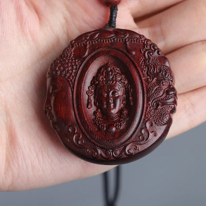 Ebony Lobular Rosewood Wood Sculpture Real Wood Feng Shui Car Hanging Bag Pendant Zen  Collection myth Lucky God Wooden sign