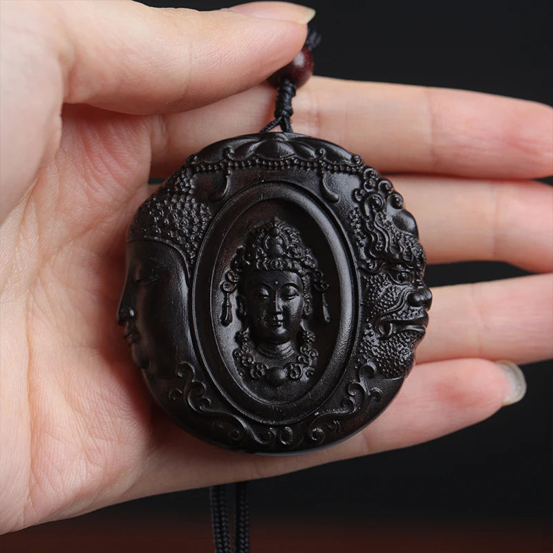 Ebony Lobular Rosewood Wood Sculpture Real Wood Feng Shui Car Hanging Bag Pendant Zen  Collection myth Lucky God Wooden sign