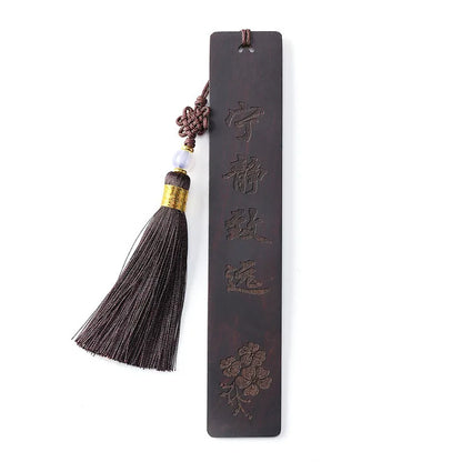 Ebony Wood 14cm Chinese Retro Style Bookmarks Classical Book Pendant Car Hanging Feng Shui Buddha Home Decor