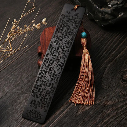 Ebony Wood 14cm Chinese Retro Style Bookmarks Classical Book Pendant Car Hanging Feng Shui Buddha Home Decor
