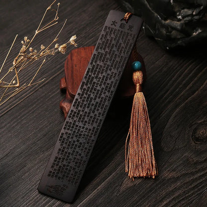Ebony Wood 14cm Chinese Retro Style Bookmarks Classical Book Pendant Car Hanging Feng Shui Buddha Home Decor