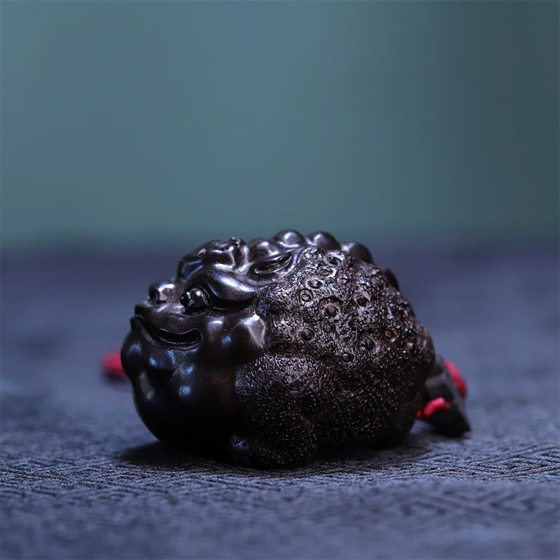 Ebony Wood 3/6CM Lucky Rich Frogs Golden Toad Statue Pendant Animal Mascot Sculpture Carving Car Hanging Home Decor