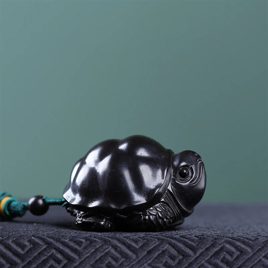 Ebony Wood 4/5CM Lucky Rich Tortoise Golden Turtle Statue Pendant Animal Mascot Sculpture Carving Car Hanging Home Decor