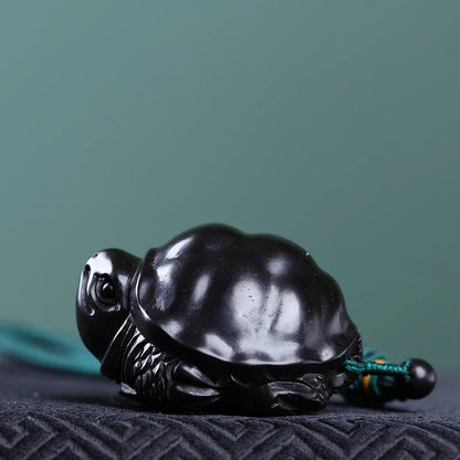 Ebony Wood 4/5CM Lucky Rich Tortoise Golden Turtle Statue Pendant Animal Mascot Sculpture Carving Car Hanging Home Decor