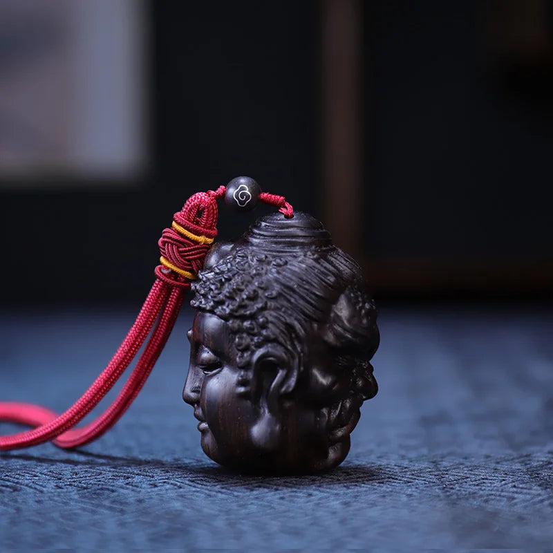 Ebony Wood 6cm Buddha Wood Statue Home Decor Office Decoration Feng Shui Mascot  Pendant