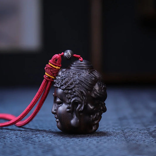 Ebony Wood 6cm Buddha Wood Statue Home Decor Office Decoration Feng Shui Mascot  Pendant