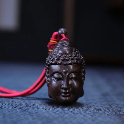 Ebony Wood 6cm Buddha Wood Statue Home Decor Office Decoration Feng Shui Mascot  Pendant