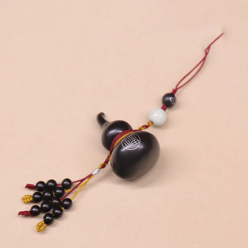 Ebony Wood 6cm Plant Sculpture gourd Traditional Chinese Home Decor Feng Shui Office Decoration Car Hanging Collection