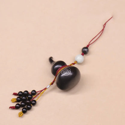 Ebony Wood 6cm Plant Sculpture gourd Traditional Chinese Home Decor Feng Shui Office Decoration Car Hanging Collection
