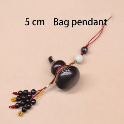 Ebony Wood 6cm Plant Sculpture gourd Traditional Chinese Home Decor Feng Shui Office Decoration Car Hanging Collection