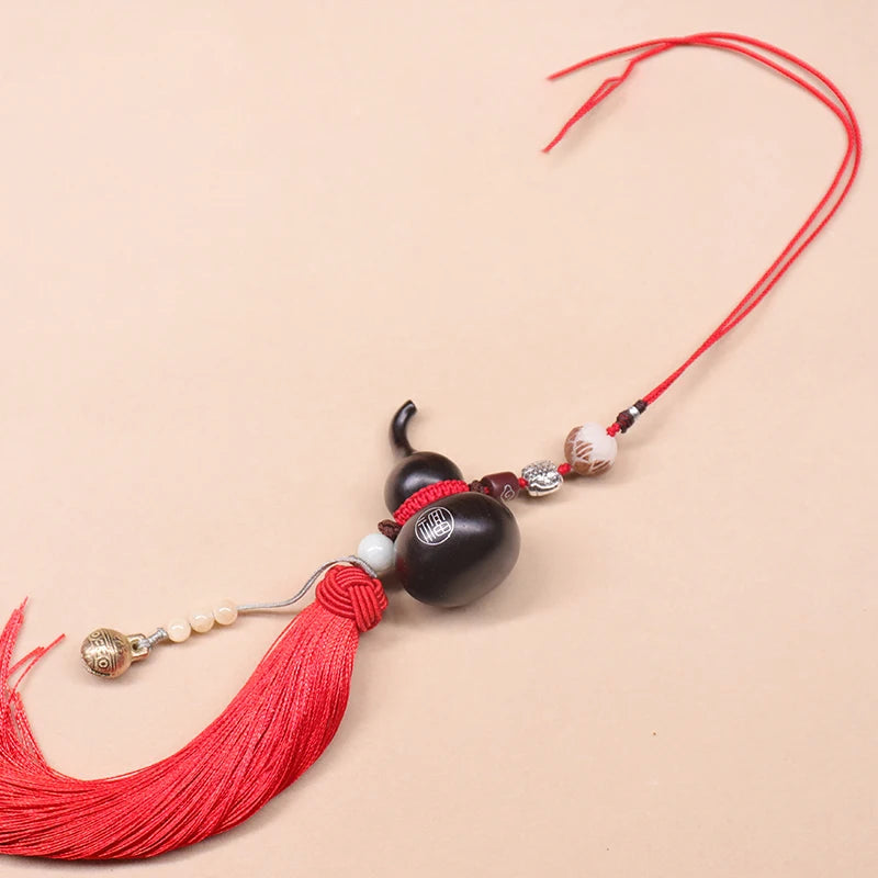 Ebony Wood 6cm Plant Sculpture gourd Traditional Chinese Home Decor Feng Shui Office Decoration Car Hanging Collection