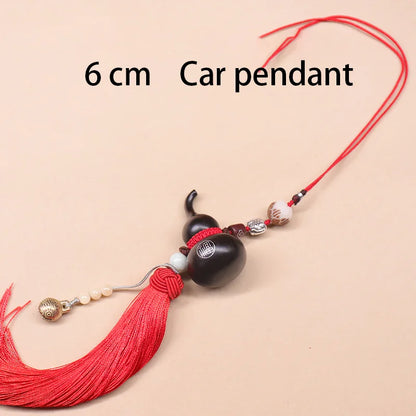 Ebony Wood 6cm Plant Sculpture gourd Traditional Chinese Home Decor Feng Shui Office Decoration Car Hanging Collection