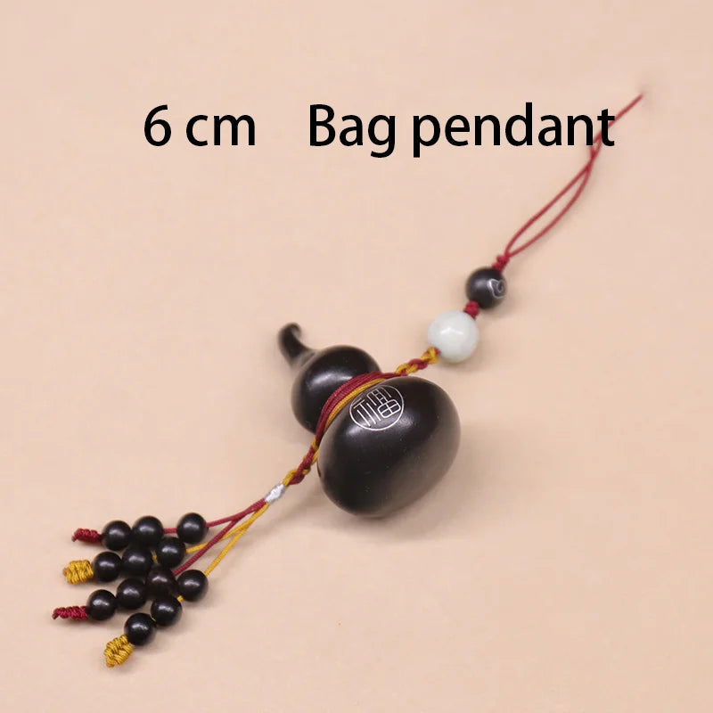 Ebony Wood 6cm Plant Sculpture gourd Traditional Chinese Home Decor Feng Shui Office Decoration Car Hanging Collection