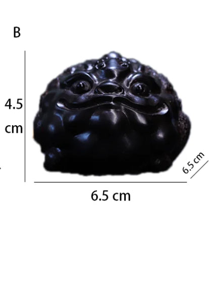 Ebony Wood Sculpture 6.5cm Traditional Chinese Home Decor Office Decoration Feng Shui Three-legged toad Mascot