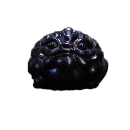 Ebony Wood Sculpture 6.5cm Traditional Chinese Home Decor Office Decoration Feng Shui Three-legged toad Mascot