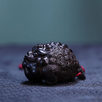 Ebony Wood Sculpture 6.5cm Traditional Chinese Home Decor Office Decoration Feng Shui Three-legged toad Mascot