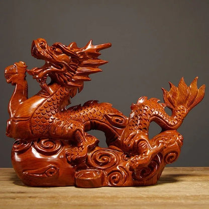 Ebony carved dragon decoration Zodiac dragon home living room office desktop decoration mahogany crafts send gifts statue