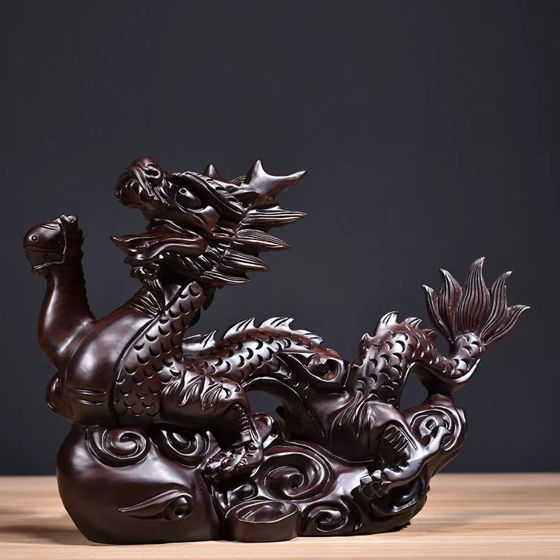 Ebony carved dragon decoration Zodiac dragon home living room office desktop decoration mahogany crafts send gifts statue