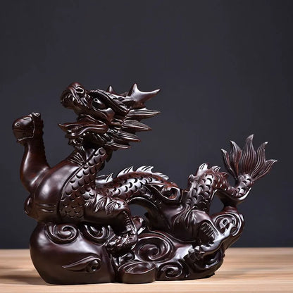 Ebony carved dragon decoration Zodiac dragon home living room office desktop decoration mahogany crafts send gifts statue