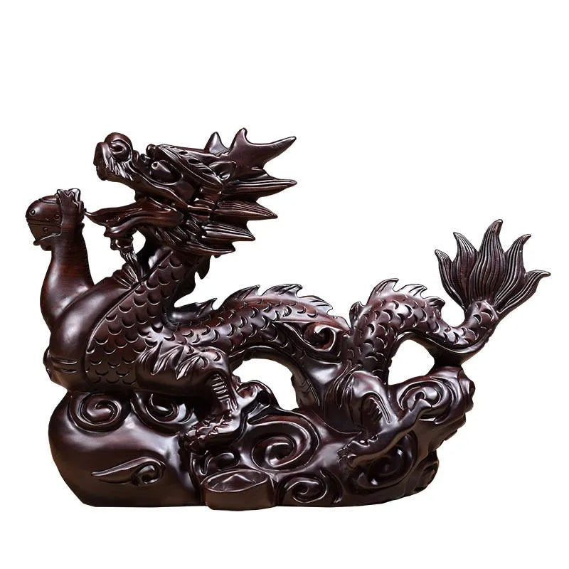 Ebony carved dragon decoration Zodiac dragon home living room office desktop decoration mahogany crafts send gifts statue