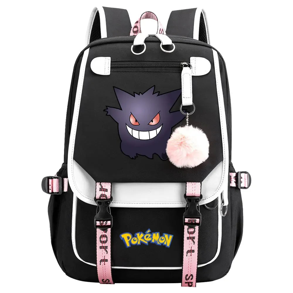 Eevee Jigglypuff Gengar Boys Girls Kids School Book Bags Women USB Bagpack Teenagers Canvas Laptop Travel Student Backpack