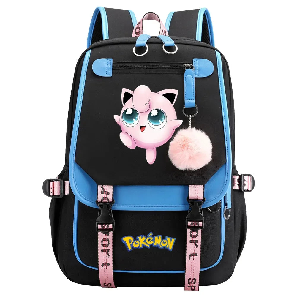 Eevee Jigglypuff Gengar Boys Girls Kids School Book Bags Women USB Bagpack Teenagers Canvas Laptop Travel Student Backpack