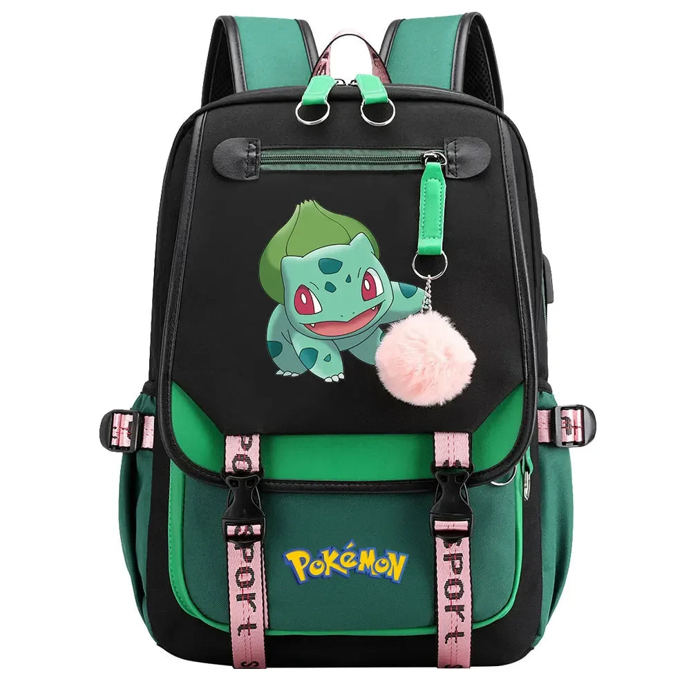 Eevee Jigglypuff Gengar Boys Girls Kids School Book Bags Women USB Bagpack Teenagers Canvas Laptop Travel Student Backpack