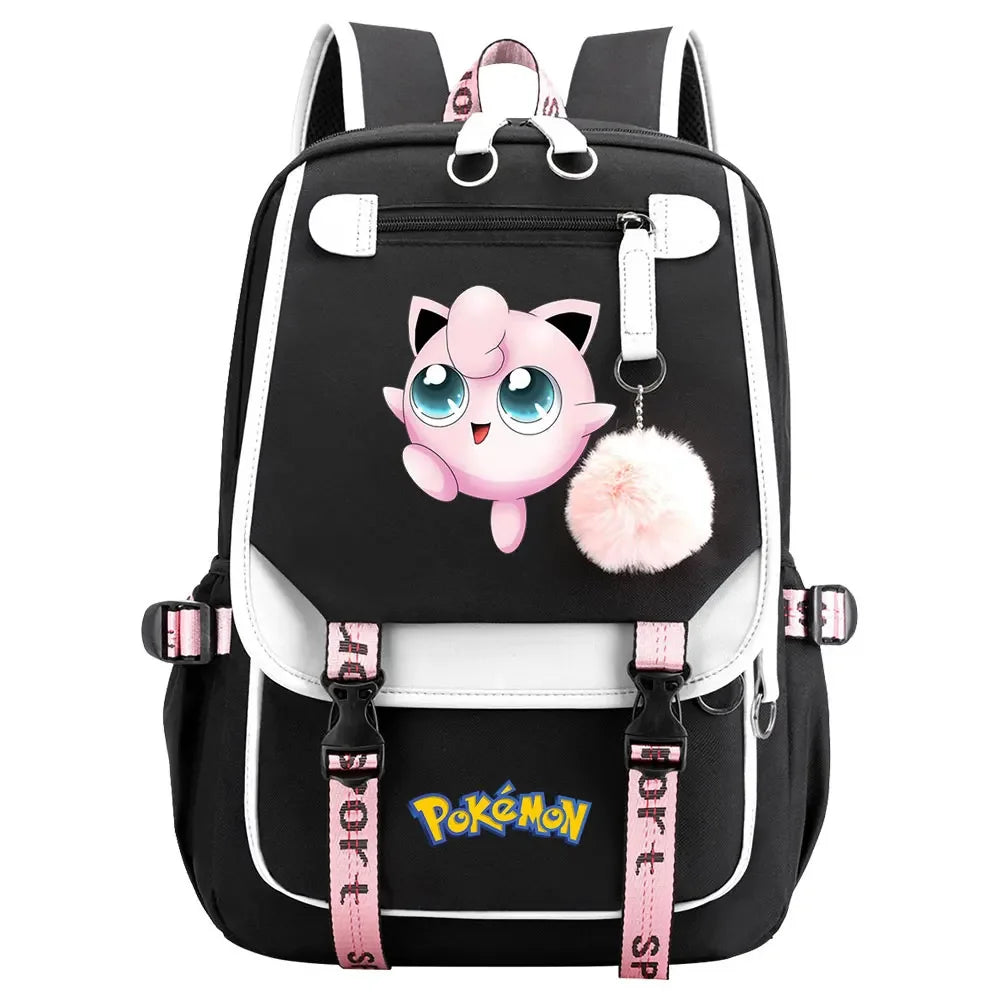 Eevee Jigglypuff Gengar Boys Girls Kids School Book Bags Women USB Bagpack Teenagers Canvas Laptop Travel Student Backpack