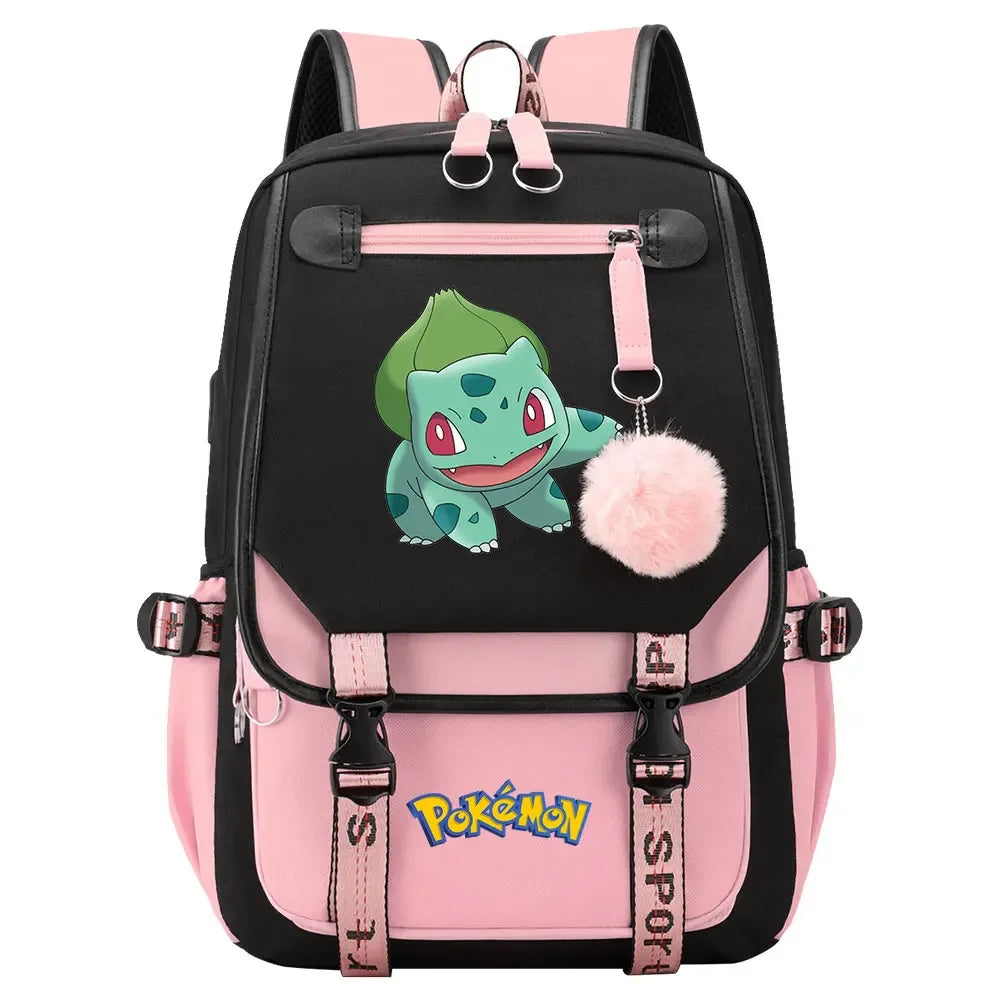 Eevee Jigglypuff Gengar Boys Girls Kids School Book Bags Women USB Bagpack Teenagers Canvas Laptop Travel Student Backpack