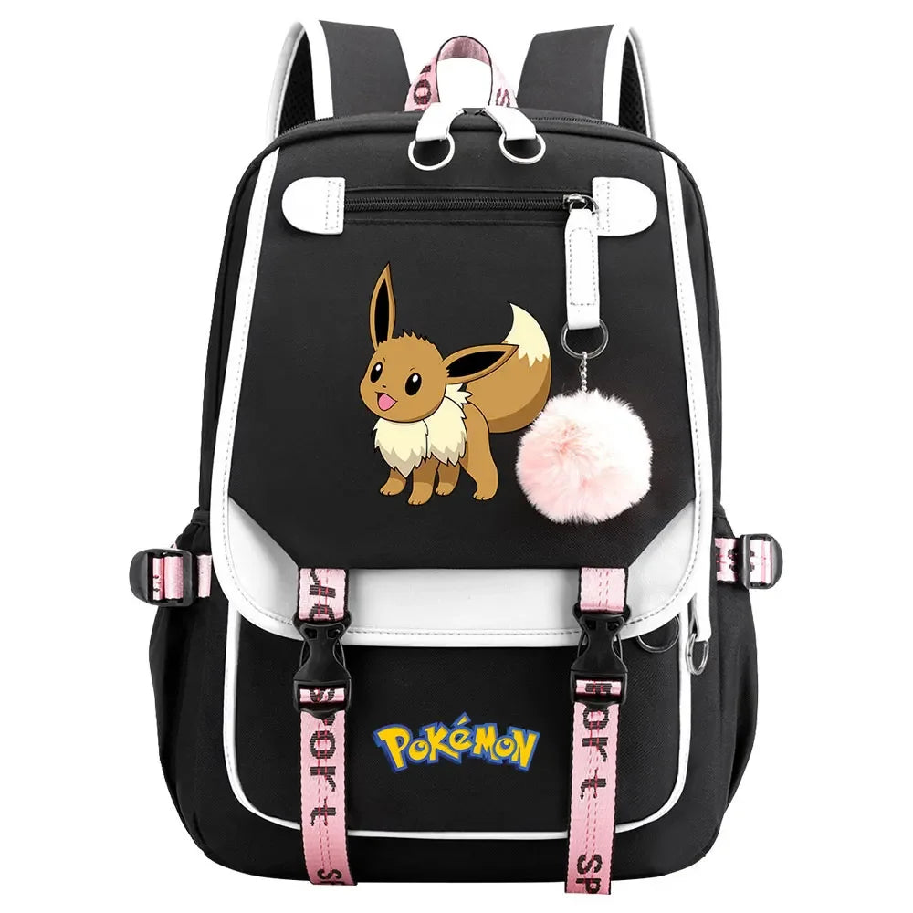 Eevee Jigglypuff Gengar Boys Girls Kids School Book Bags Women USB Bagpack Teenagers Canvas Laptop Travel Student Backpack